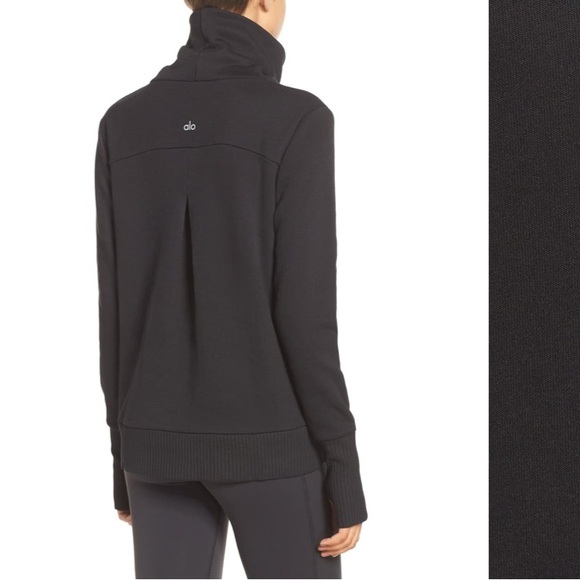 ALO Yoga Haze Black Turtleneck Fleece Sweatshirt S - Picture 5 of 5